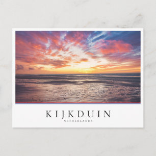 Sunset over beach and sea postcard