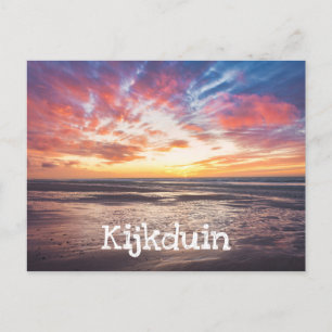 Sunset over beach and sea postcard