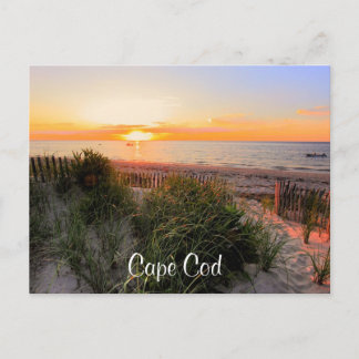Sunset Over Beach Cape Cod MA Post Card