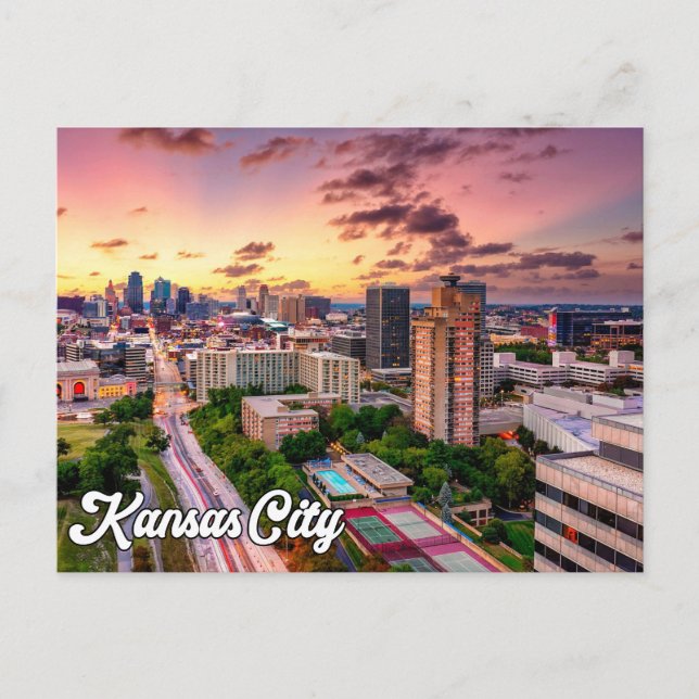 Sunset Over Beautiful Kansas City, Missouri, USA Postcard (Front)