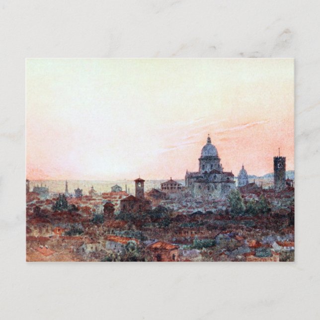 Sunset Over Brescia, Italy Postcard (Front)