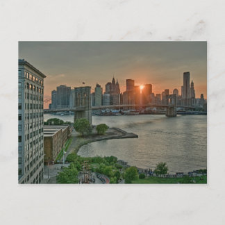 Sunset over Brooklyn Bridge Postcard