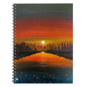 Sunset over Canyon Lake Painting by Alfred Fox Notebook