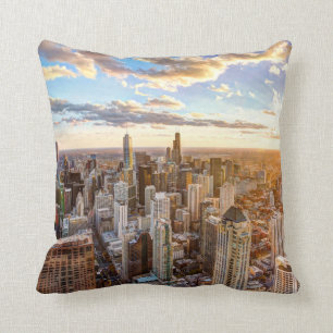 Sunset Over Chicago Cushion