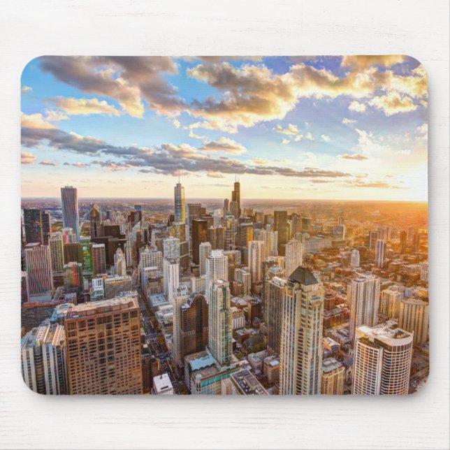 Sunset Over Chicago Mouse Mat (Front)