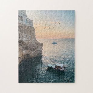 Sunset over Cliffside in Polignano a Mare, Italy  Jigsaw Puzzle