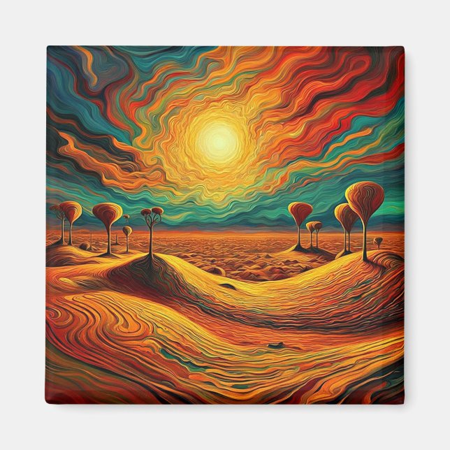 Sunset over Desert Landscape 4 Magnet (Front)