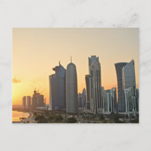 Sunset over Doha, Qatar postcard