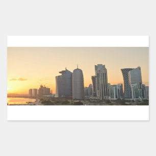 Sunset over Doha, Qatar rectangular sticker
