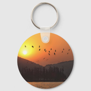 Sunset Over East Lake Key Ring