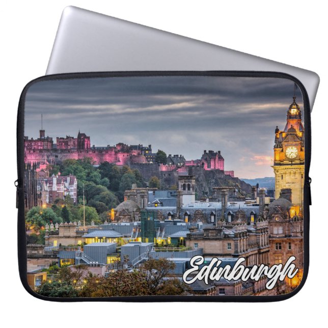 Sunset Over Edinburgh, Scotland, United Kingdom Laptop Sleeve (Front)