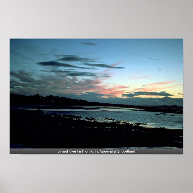 Sunset over Firth of Forth, Queensferry, Scotland Poster (Front)
