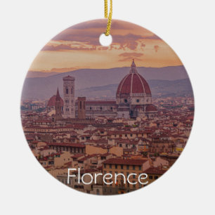 Sunset over Florence, Italy Ceramic Tree Decoration