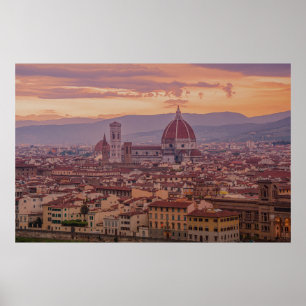 Sunset over Florence, Italy Poster