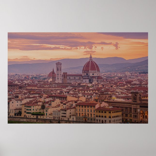 Sunset over Florence, Italy Poster (Front)
