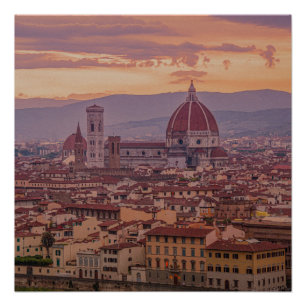 Sunset over Florence, Italy Poster