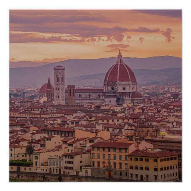 Sunset over Florence, Italy Poster (Front)