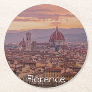 Sunset over Florence, Italy Round Paper Coaster