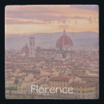 Sunset over Florence, Italy Stone Coaster<br><div class="desc">Painting of Florence after sunset from Piazzale Michelangelo,  Italy. Beautiful panoramic view of Duomo Santa Maria Del Fiore and tower of Palazzo Vecchio in the evening.</div>