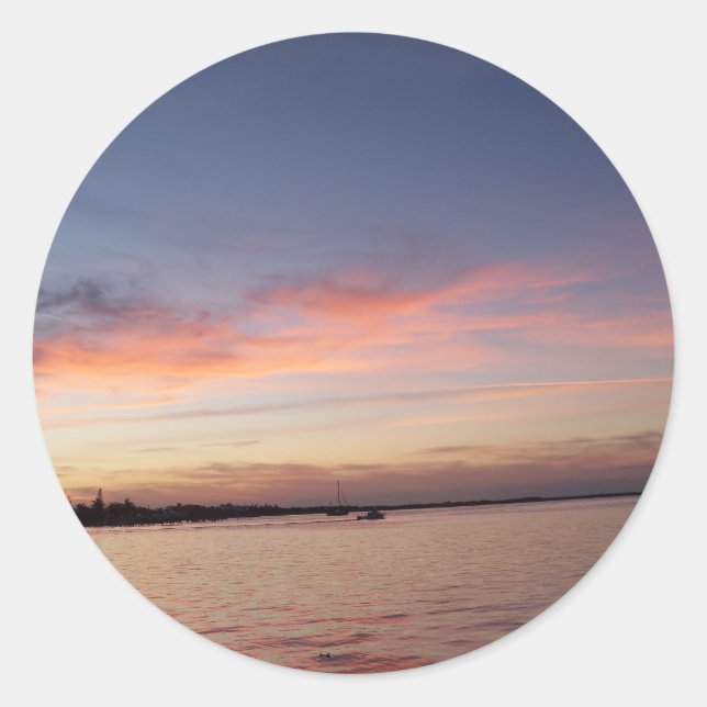 Sunset over Florida Bay, Key Largo FL Classic Round Sticker (Front)