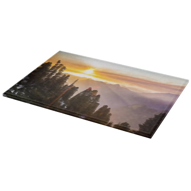 Sunset over forest cutting board (Corner)