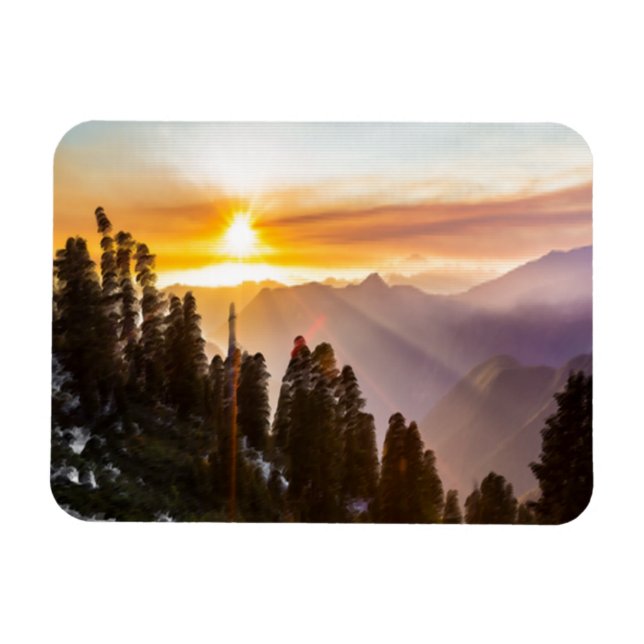 Sunset over forest magnet (Horizontal)