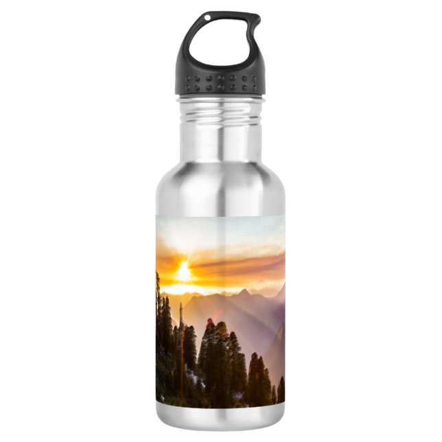 Sunset over forest photo 532 ml water bottle (Front)