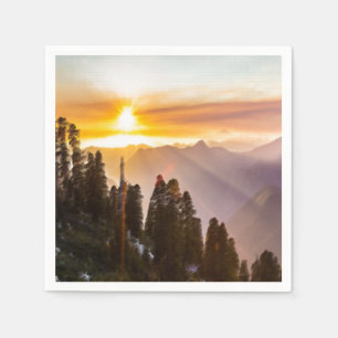 Sunset over forest photo napkin