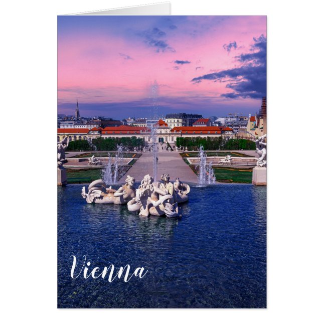 Sunset over fountain in Vienna (Front)