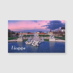 Sunset over fountain in Vienna