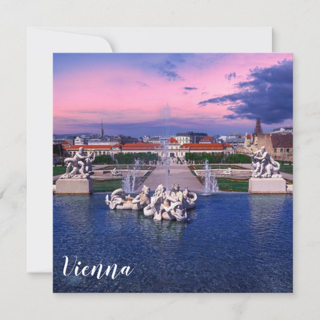 Sunset over fountain in Vienna (Front)
