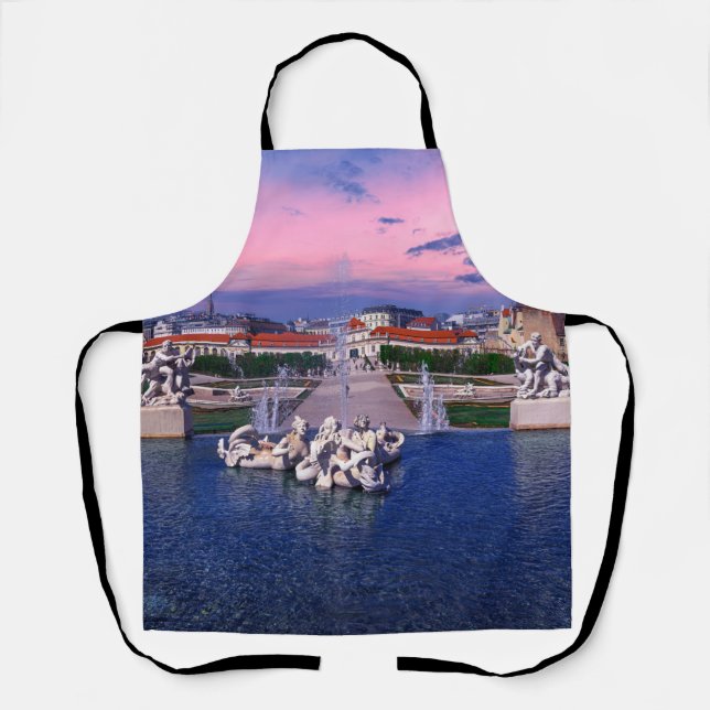 Sunset over fountain in Vienna Apron (Front)