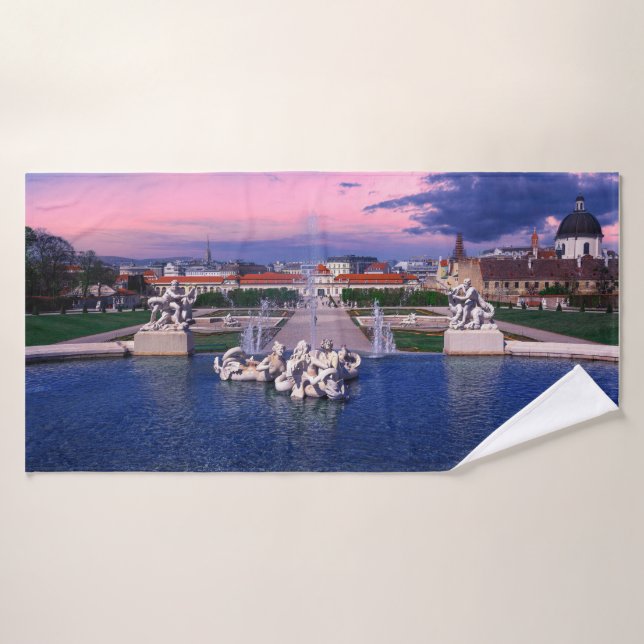Sunset over fountain in Vienna Bath Towel (Bath Towel)