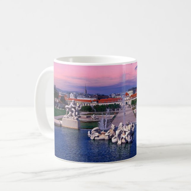 Sunset over fountain in Vienna Coffee Mug (Front Left)