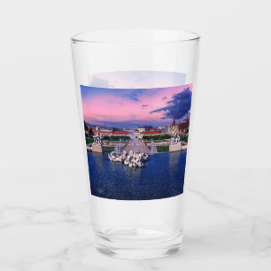 Sunset over fountain in Vienna Glass