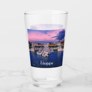 Sunset over fountain in Vienna Glass