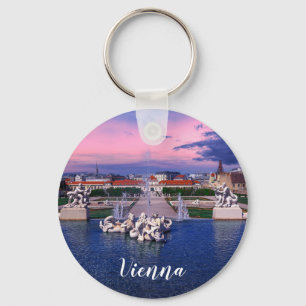 Sunset over fountain in Vienna Key Ring
