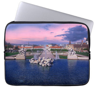 Sunset over fountain in Vienna Laptop Sleeve