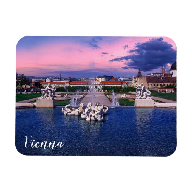 Sunset over fountain in Vienna Magnet (Horizontal)