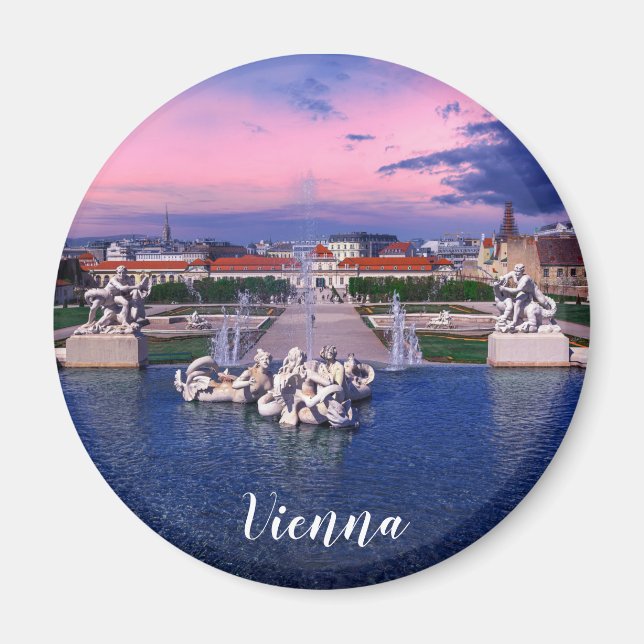 Sunset over fountain in Vienna Magnet (Front)