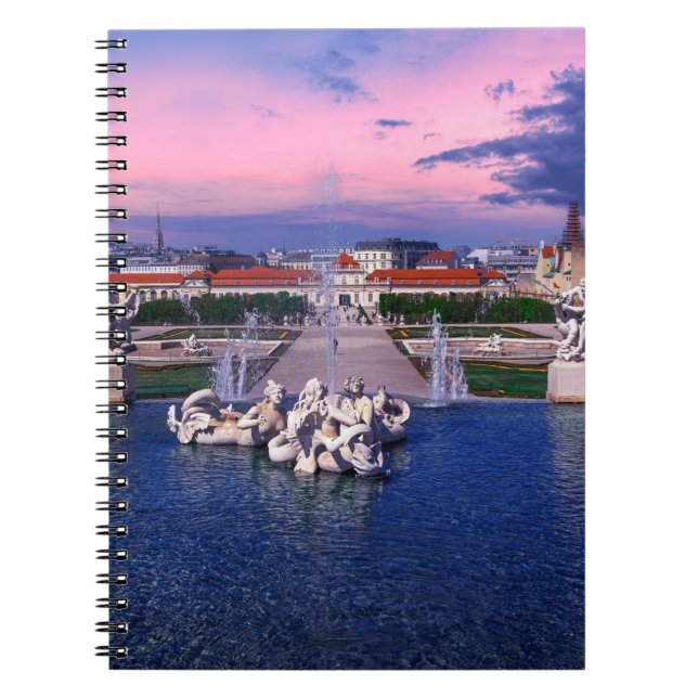 Sunset over fountain in Vienna Notebook (Front)