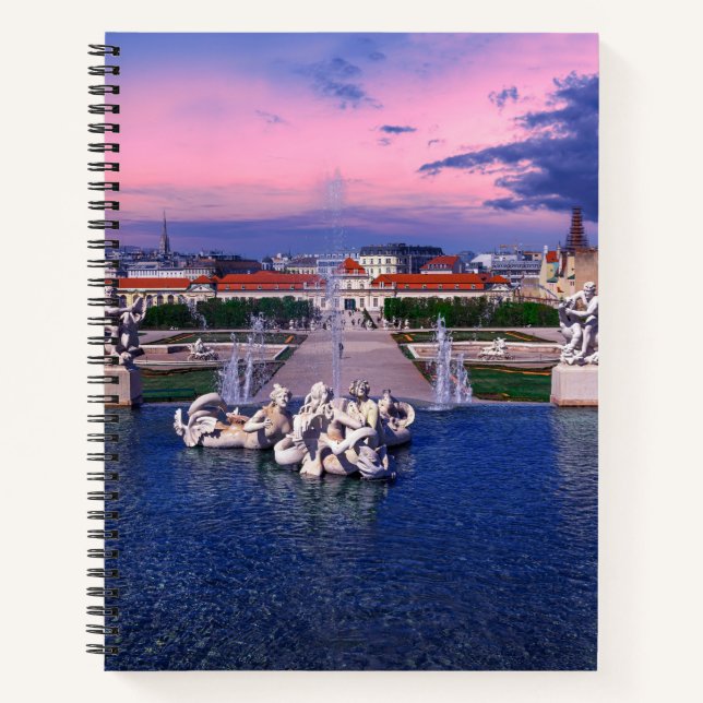 Sunset over fountain in Vienna Notebook (Front)