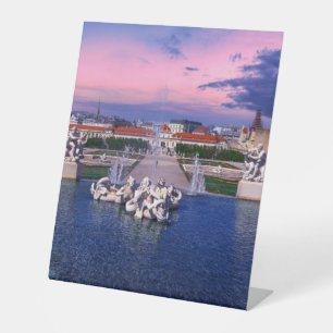 Sunset over fountain in Vienna Pedestal Sign