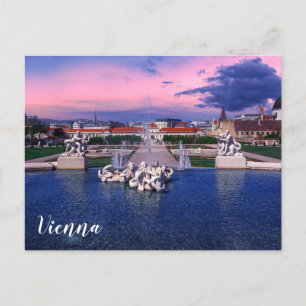 Sunset over fountain in Vienna Postcard