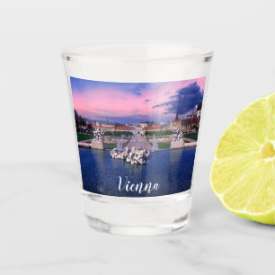 Sunset over fountain in Vienna Shot Glass