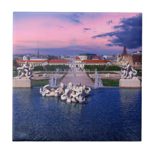 Sunset over fountain in Vienna Tile