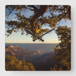 Sunset over Grand Canyon Square Wall Clock