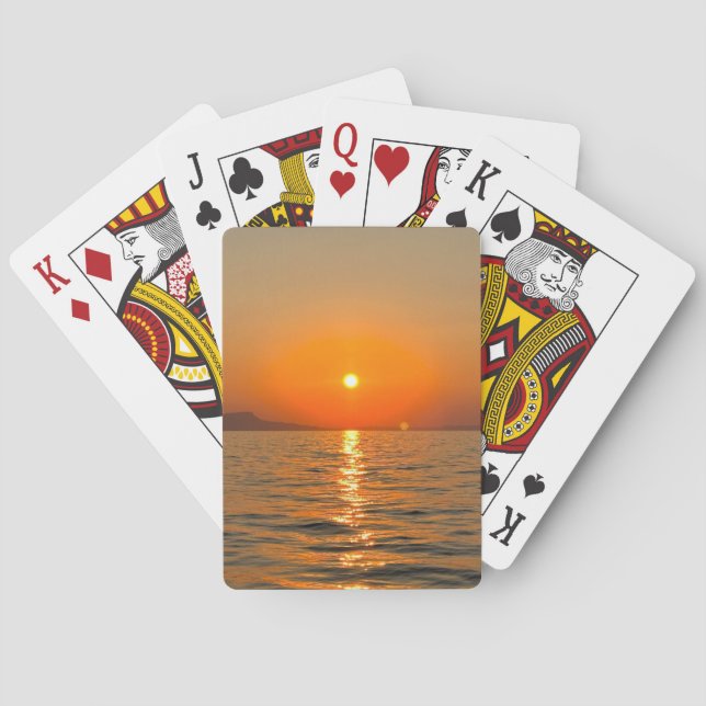 Sunset over Greece sea Playing Cards (Back)