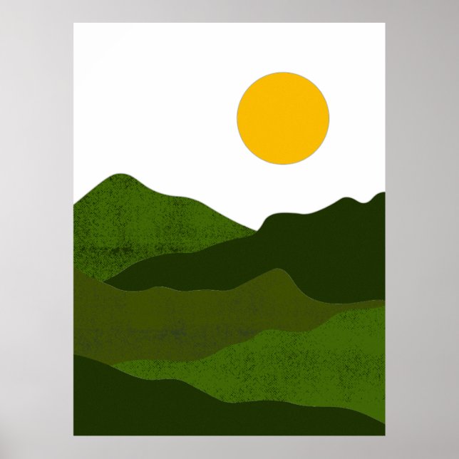 Sunset Over Green Mountains Poster (Front)