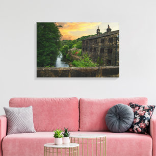 Sunset over Hawksclough Bridge, Mytholmroyd Canvas Print